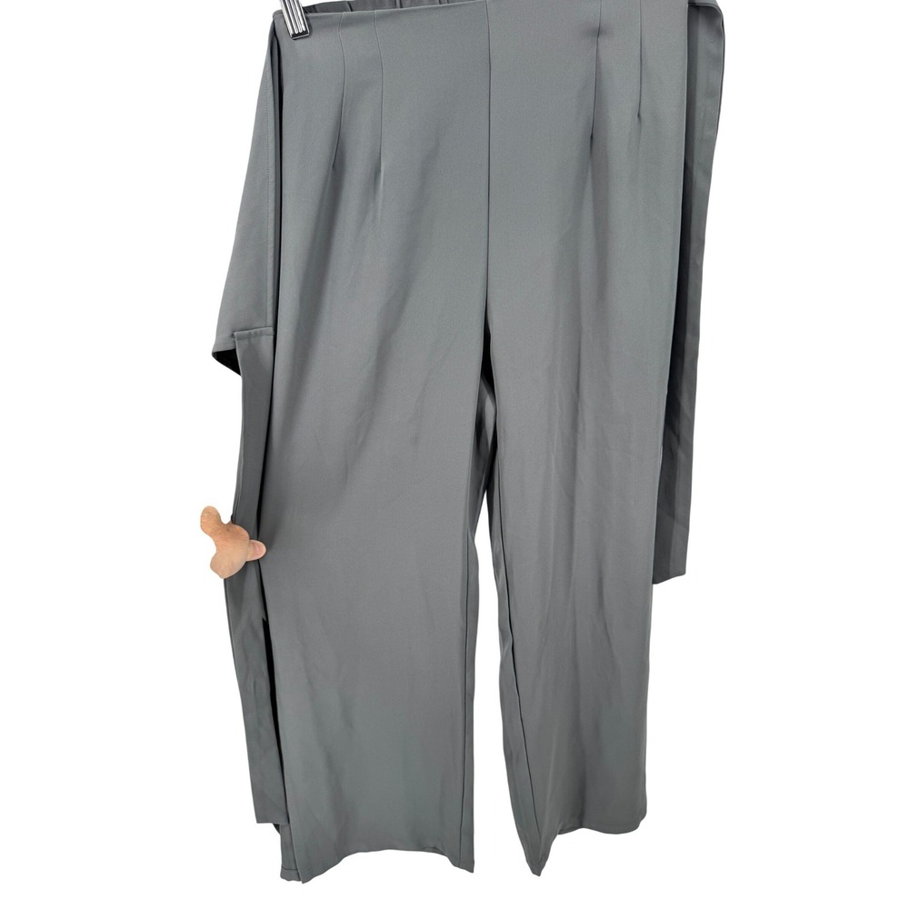 Halara Wrap Front Wide Leg Pants‎ Small Petite Gray Tie Waist Flowy Womens